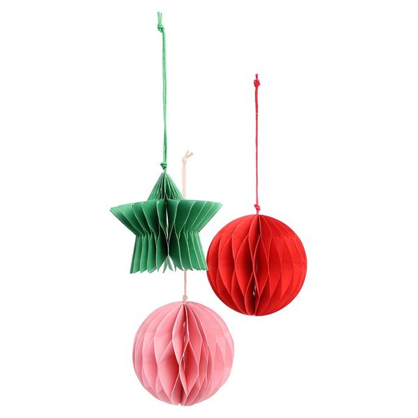 Multi Coloured Paper Christmas Decorations - Pack of 8