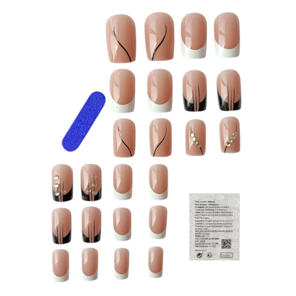 24-Piece Luxe Pearl Accent Press-On Nails Set - Multicolor