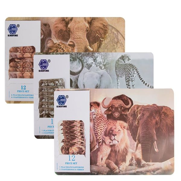 Bulk Pack x 3 Plastic Place Mat &amp; Coasters 43x28cm 6pcs Each Per pack