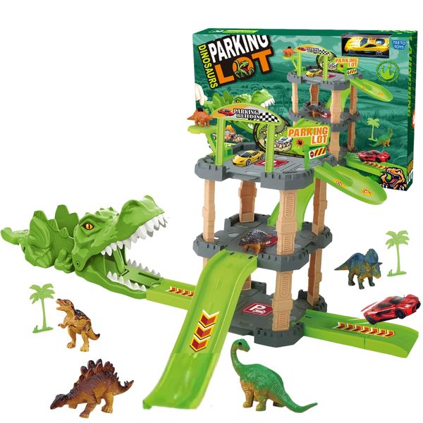Dinosaur Parking Lot Playset - Toy Slot Car Set - Toys for Boys