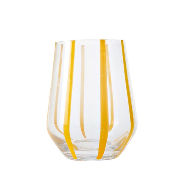 George &amp; Mason - Hacienda Glass Short Tumbler 4pk - Yellow Stripe