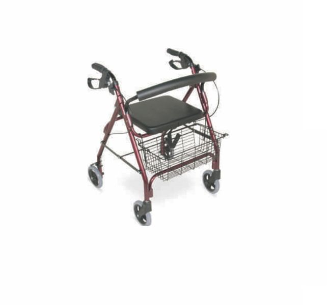 Rollator 4 Wheel with 6" Wheels Solid Castor - Aluminium