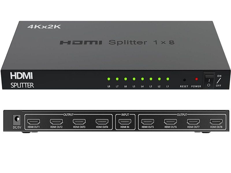 1 in 8 Out HDMI/HDTV Splitte r- Support 4Kx2K Ultra HD&amp;3D,