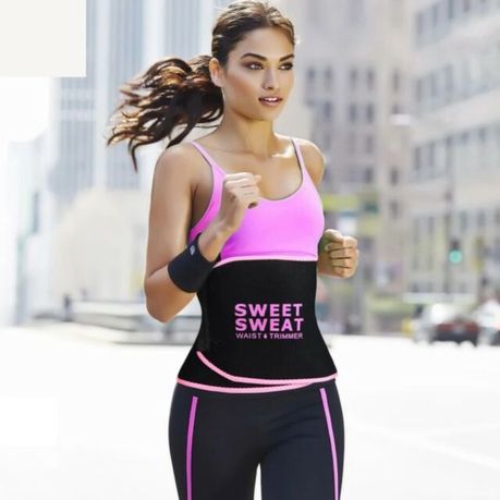 Sweet Sweat Waist Trimmer - Neon Pink | Premium Waist Trainer Belt for Men  & Women (Medium)
