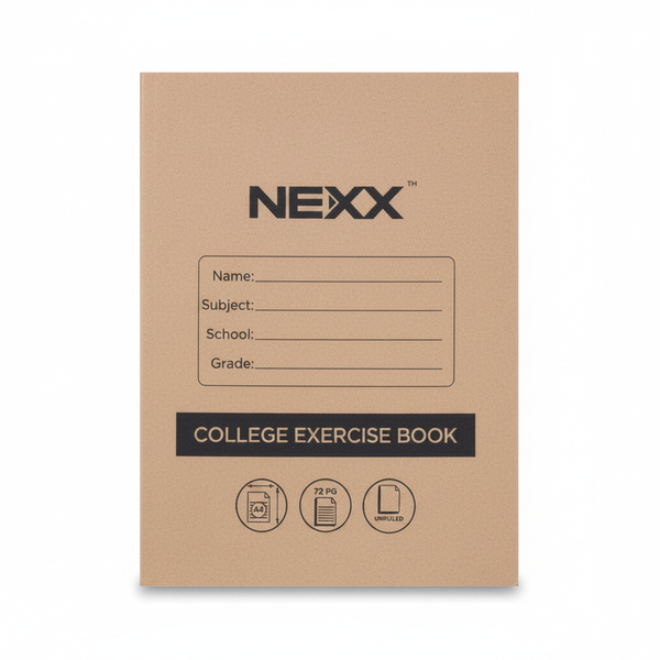 Nexx A4 Unruled College Exercise Book, 72 Pages