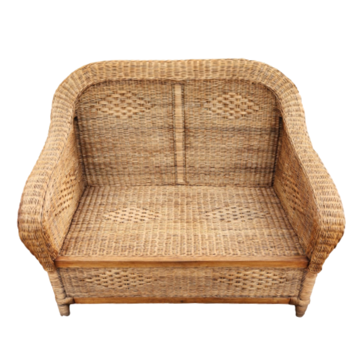 Umlambo / Brown Natural Cane & Wood Indoor/Outdoor Two Seater Chair