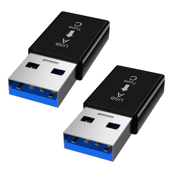 2 Pack USB 3.0 to Type C Adaptor Transfer Speeds Up To 5GBps Plug and Play