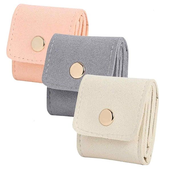 3pcs Mini Expandable &amp; Collapsible Jewelry Organizer Pouch with Snap Button