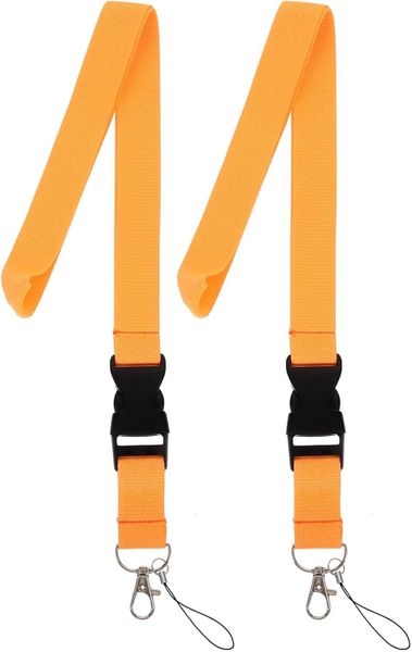 Orange Polyester Phone Neck Strap, Portable Hanging Rope With Key Lanyard