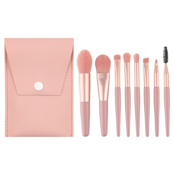 Mini Travel Makeup Brush Set with Pouch - 8 Brushes