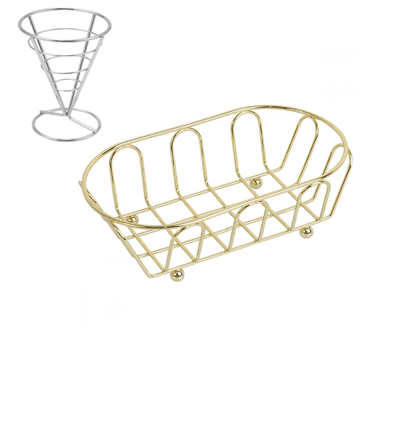 Fries Stand and Metal Serving Basket