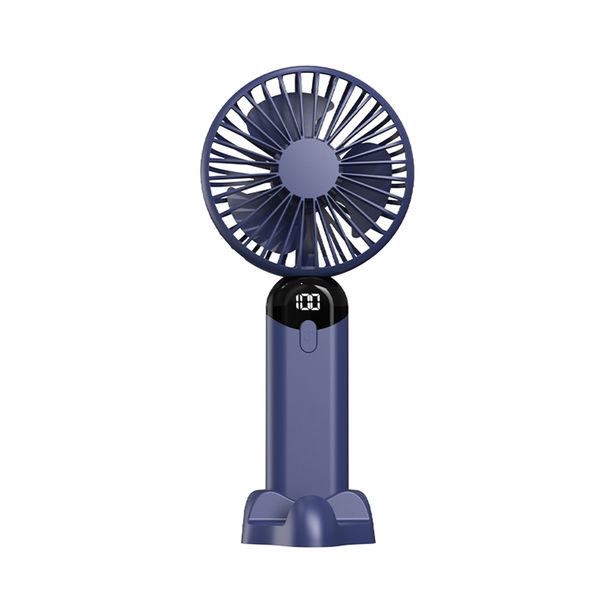 Blue 6-Speed Mini Handheld Fan with Turbo Cooling and LED Display