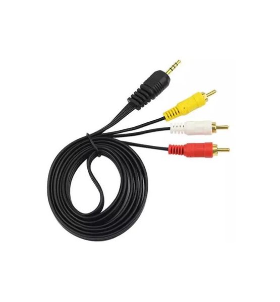 3.5mm Jack Plug Male 1 to 3 Head RCA AV Input Output Video Cable 1.5m