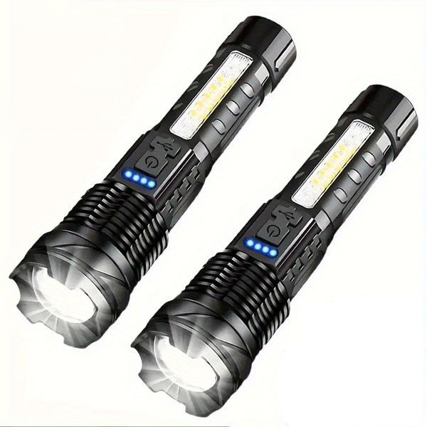 2-Pack High Lumen Rechargeable LED Flashlight