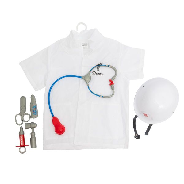 Doctor Role Play Costume with Hat, Stethescope and Accessories - Pretend