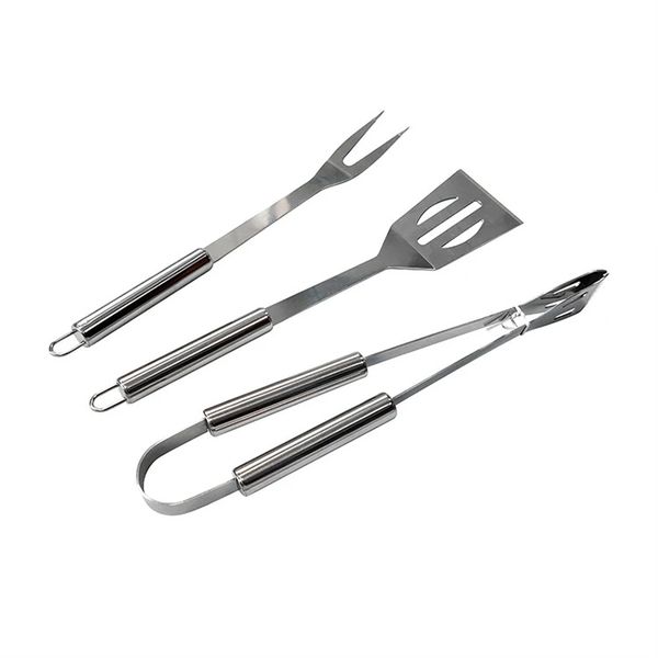 Stainless Steel 3 Piece BBQ Set Spatular Fork Tong