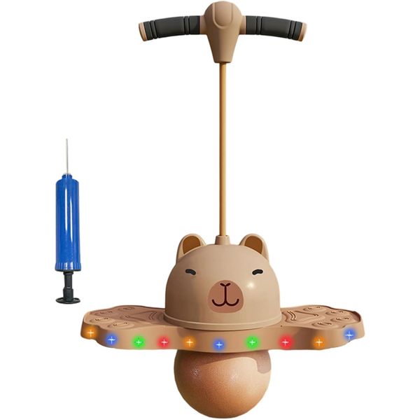 Kids Bouncing Ball Jumper with Handle - Capybara With Inflation Pump&amp;Flash