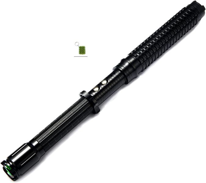 Rechargeable Stun Gun Telescopic Baton Stick Cree LED Flashlight+Keyholder