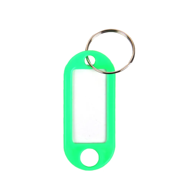 PrimeLine - Soft Type Plastic Key Ring Tags - Green x 20