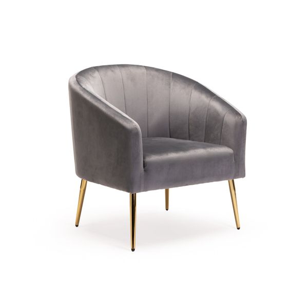 Colt Velvet Chair - Gold Leg - Grey