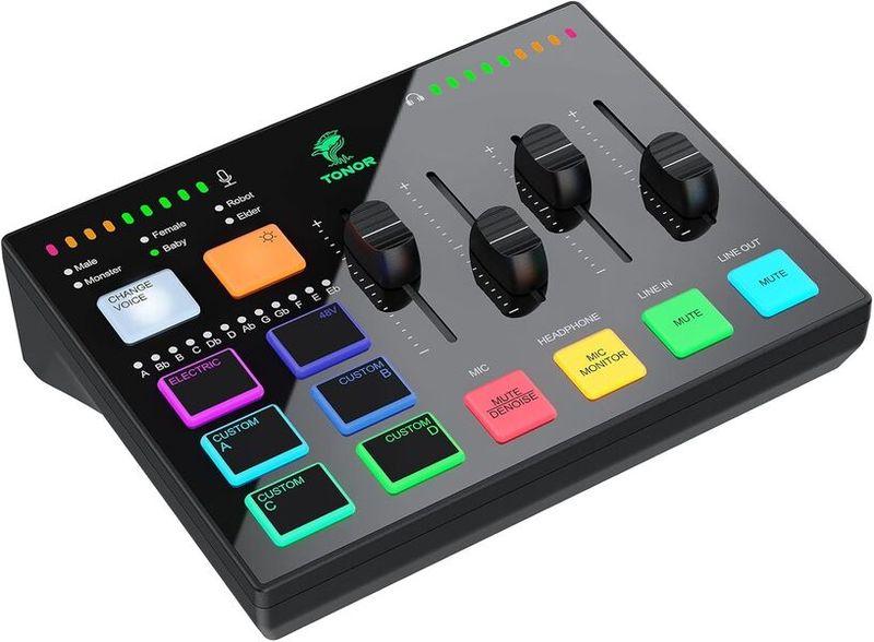 TONOR TX310 Gaming Audio Interface RGB Mixer with XLR &amp; 6.5mm Input