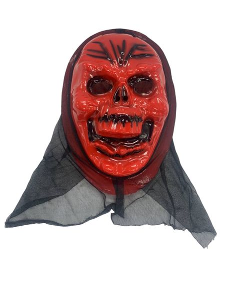 Red Skull with Veil Halloween Mask