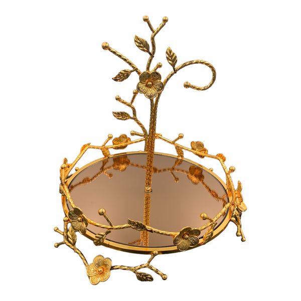 Gold Tray With Holder &amp; Bronze Mirror 25x8.5cm