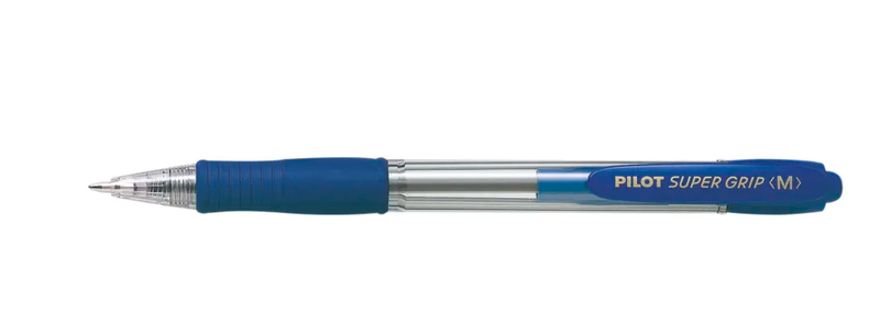 Pilot -Retractable Ballpoint Pen Super Grip Oil Based Ink 1.0mm - Red x 2