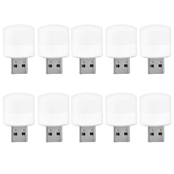 10 Piece - Mini Portable USB Night Light - White