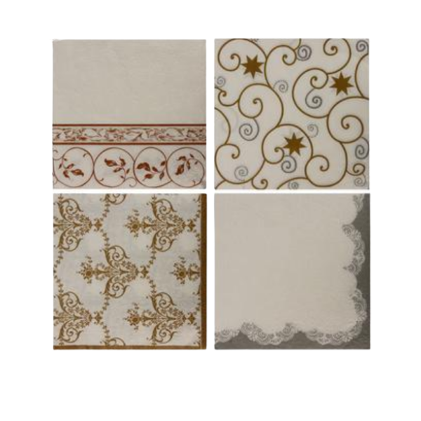 Serviettes with Fancy Pattern (20 Serviettes) - Set of 4