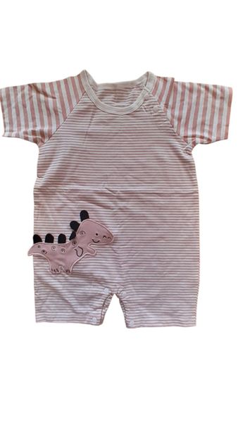 Pink Striped Dinosaur One Piece