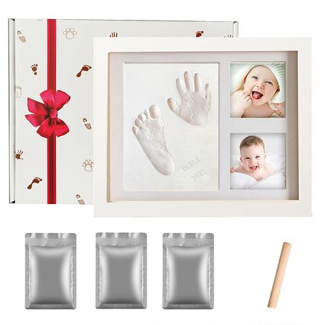 DIY Baby Handprint & Footprint with Wooden Photo Frame and Mould