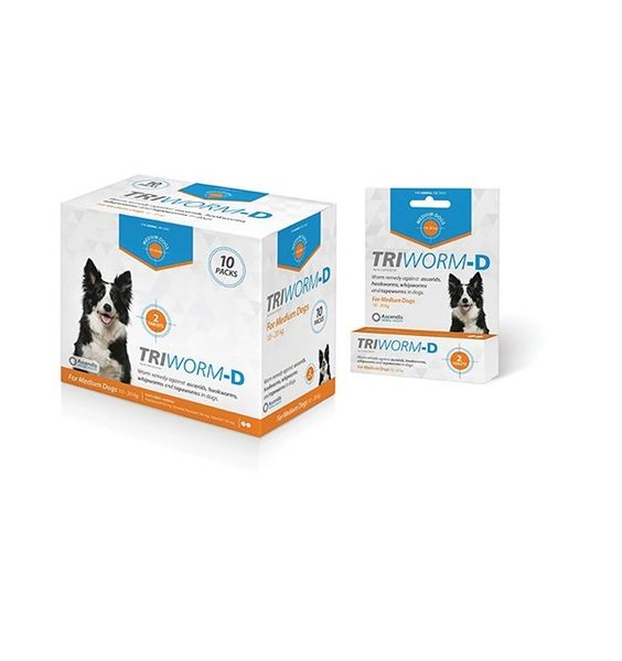 Ascendis - Triworm-D For Medium Dogs - 10 Packs