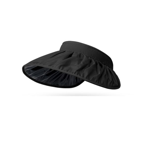 Women's black rubber hollow top shell hat with variable headband