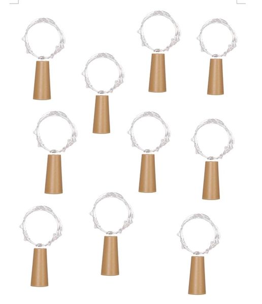 10 Piece 3m Warm White Copper Wire Cork Bottle Fairy String Lights