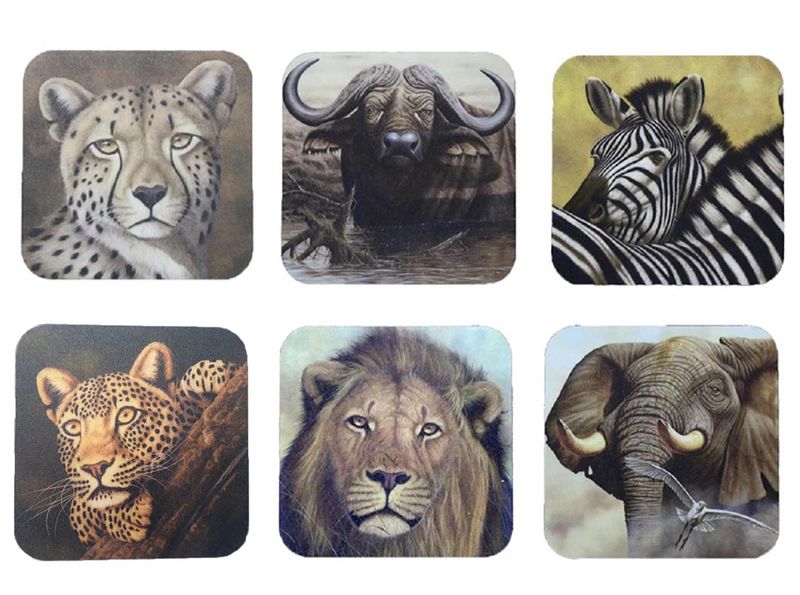 Ithambo Wildlife Lion Zebras Leopard Elephant Cheetah Buffalo Cork Coaster