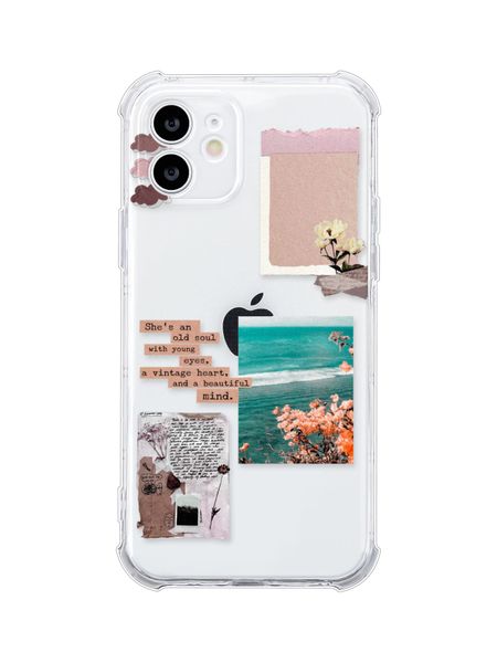 iCACY - Protective case for iPhone X, 11 &amp; 7/8/SE2 - Ocean &amp; Flower