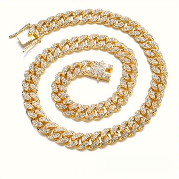 Hip Hop Fashion Cuban Rhinestone Necklace-50cm