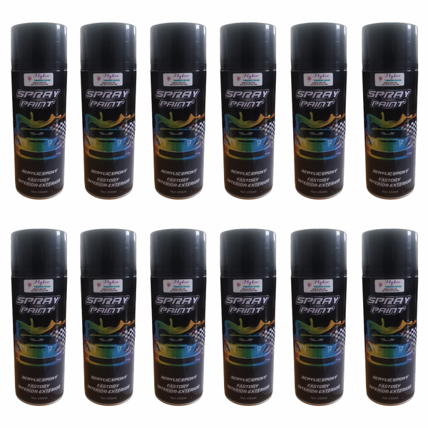 Pack of 12 Matte Black Spray Paint Cans 400ml