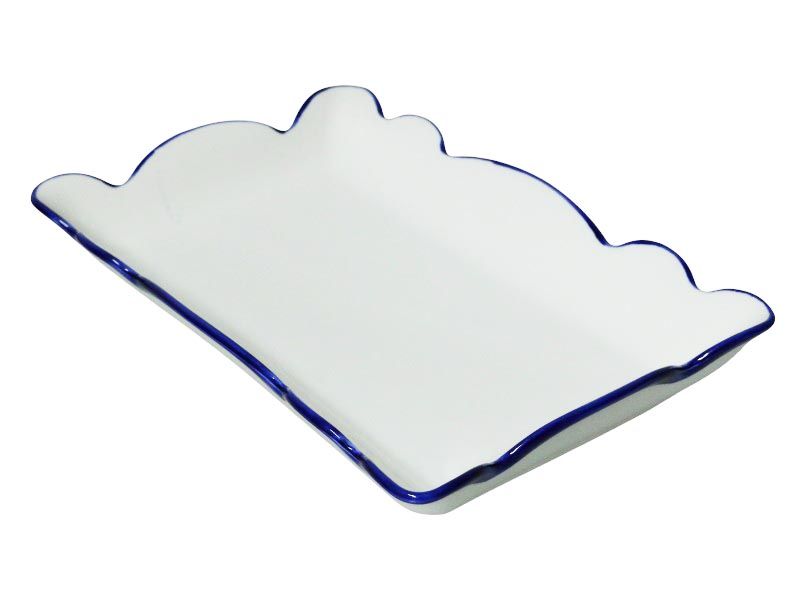 George &amp; Mason Azzura Porcelain Blue Edge Serving Plate - 30x19.5x4.5