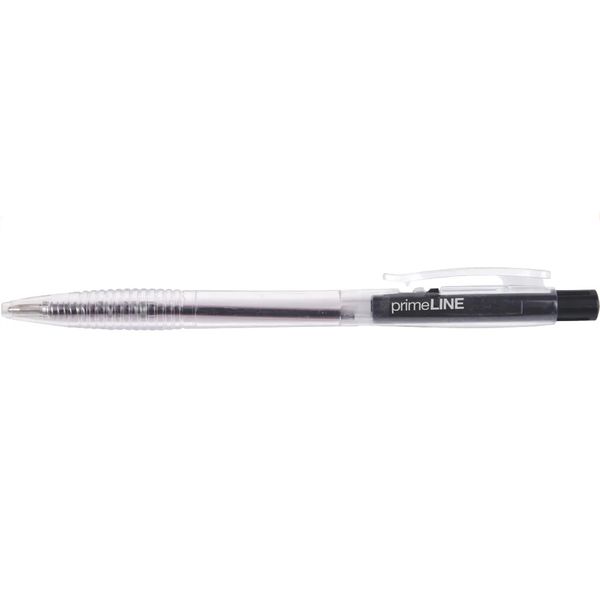 PrimeLine Clear Click Pen Red Ink x50