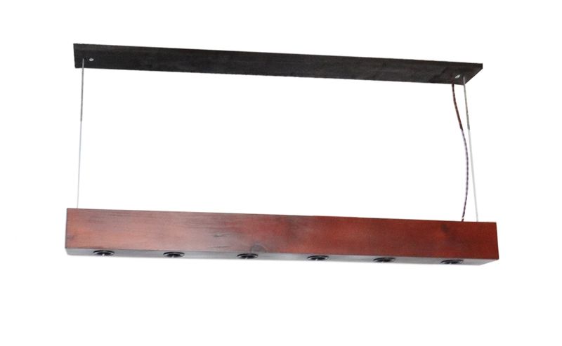 6 Light Hanging Wooden Log Pendant - Oak Stain