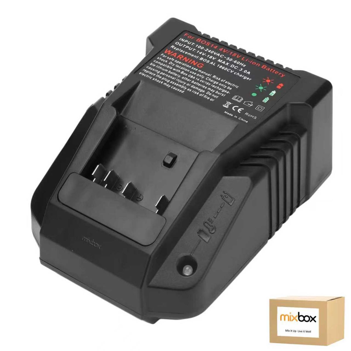 Mix Box 14.4V-18V Li-ion Battery Fast Charger withLED,Compatible with Bosch