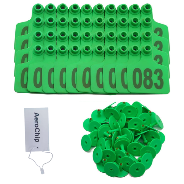 Green Numbered Livestock Ear Tags, Animal ID Tags for Pig, Cattle &amp; Sheep