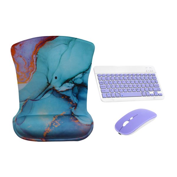 LD Ergonomic Iced Abstract Mouse Pad and Wireless Keyboard and Mouse Combo