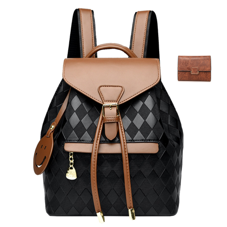 PU Leather Backpack Shoulder Bag for Women Gift with A Wallet Image