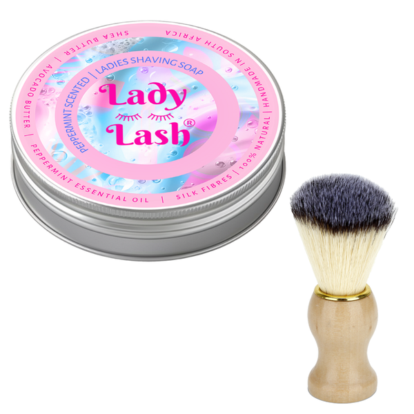 Lady Lash Natural Peppermint Shaving Soap &amp; Brush Combo for Women