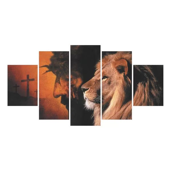 Brown, Yellow Cotton Canvas cm Religious Wall Art