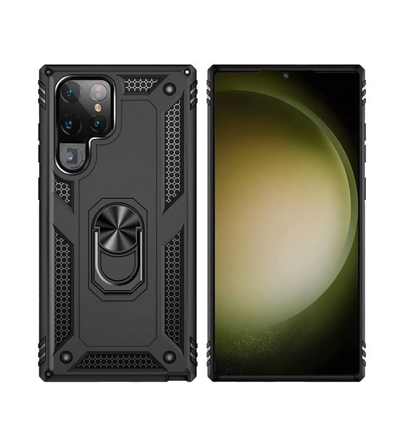 TUFF-LUV Samsung Galaxy S23 Ultra Rugged Case with Stand - Black