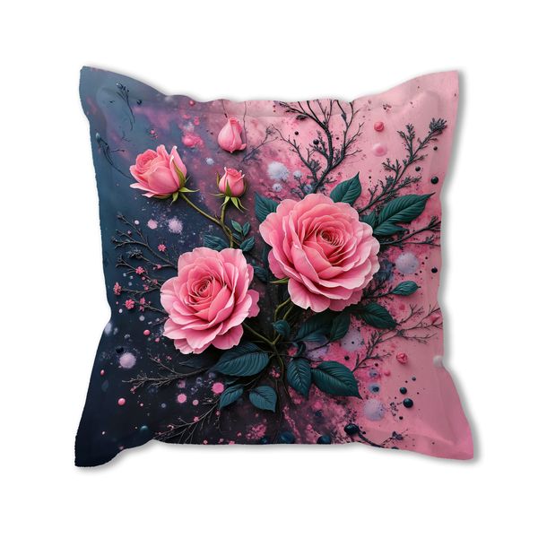 Black And Pink Abstract Rose Exclusive Range Cushions